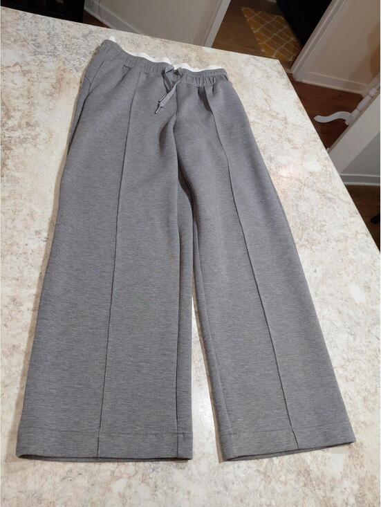 SPANX Pants - Spanx Wide Leg Sweat Pants Gray Size L EUC Draw String Side Pkts Flat Front